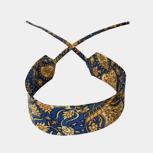 Royal Blue and Gold Silk Choker