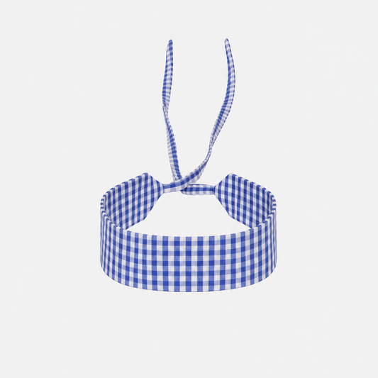 Blue Vichy Cotton Choker collo