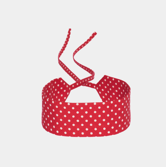 Bright Red Polka Dots Cotton Choker - collo wiesn special