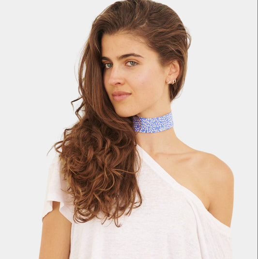 Capri Blue Floral Cotton Choker