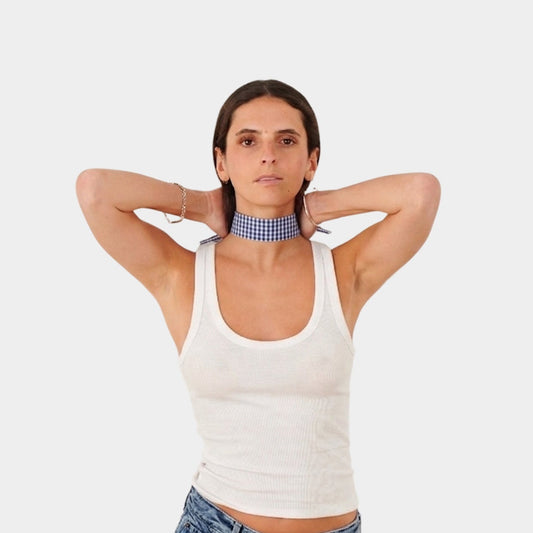 Blue Vichy Cotton Choker