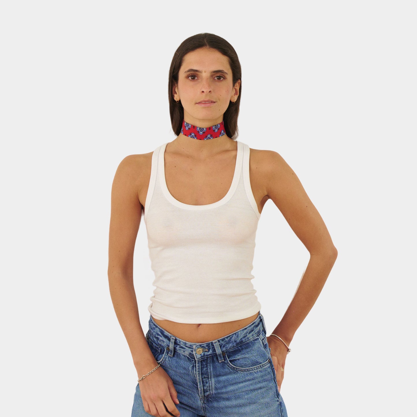 Poppy Red Mosaic Viscose Choker