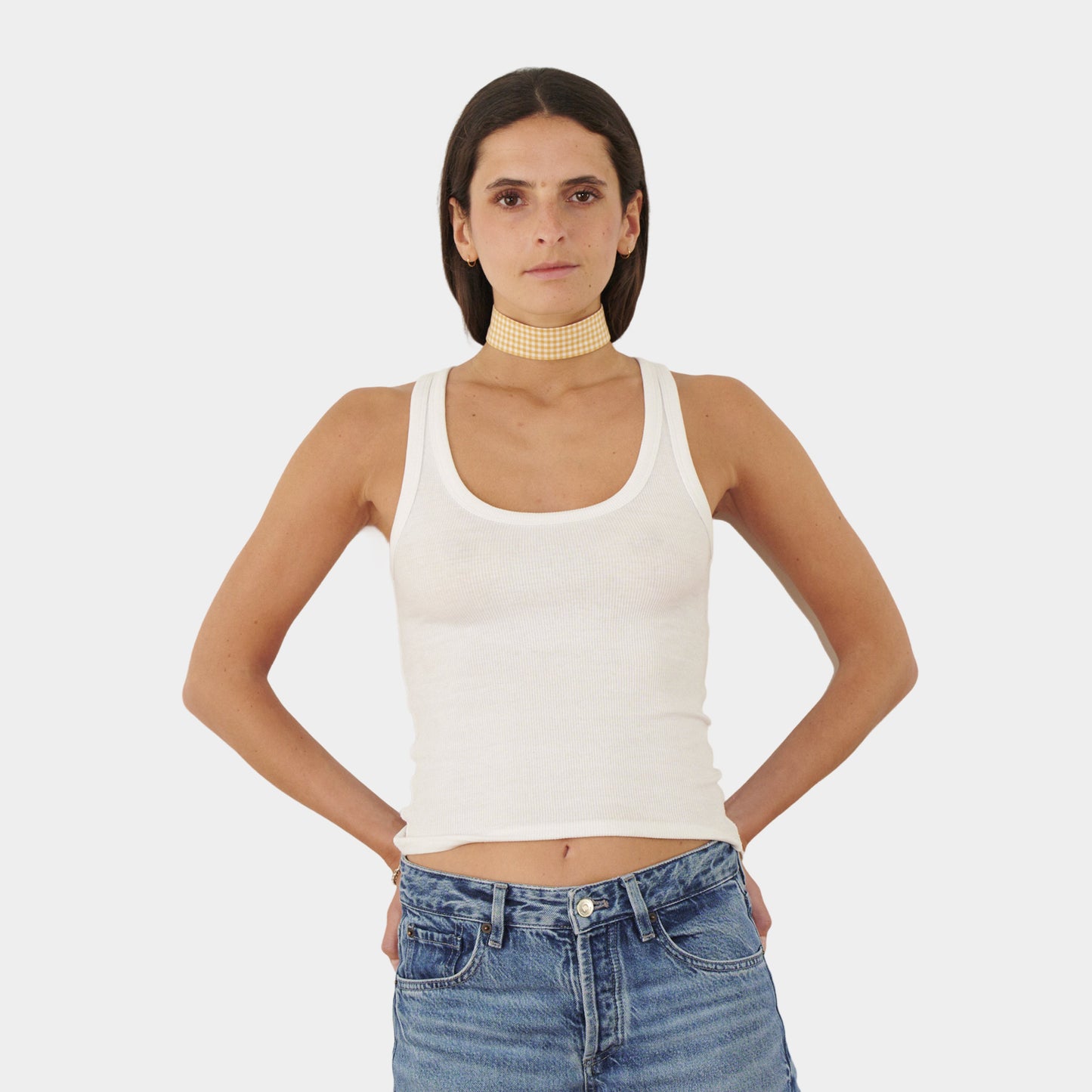 Yellow Vichy Cotton Choker