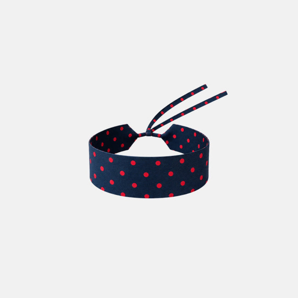 Midnight Blue & Red Dotted Silk Choker – upcycled from a vintage silk tie, with self-tie closure | collo limited edition