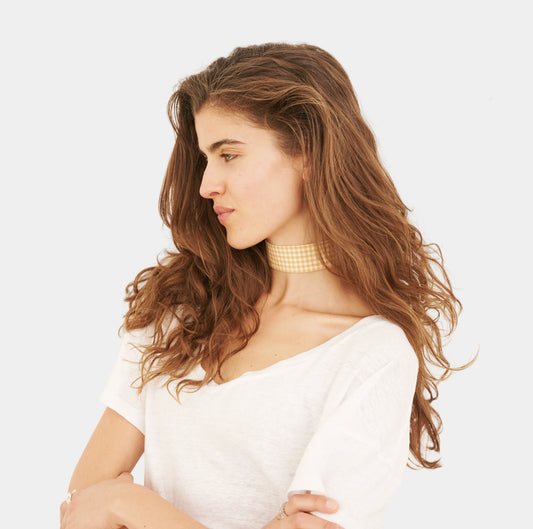 Yellow Vichy Cotton Choker collo