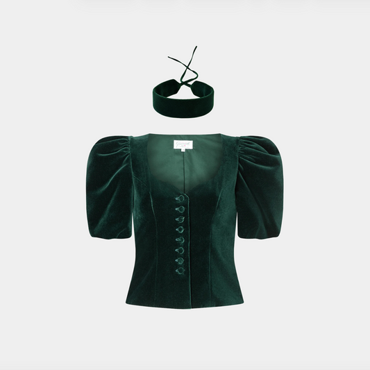 green cotton velvet choker Giacomelli x collo