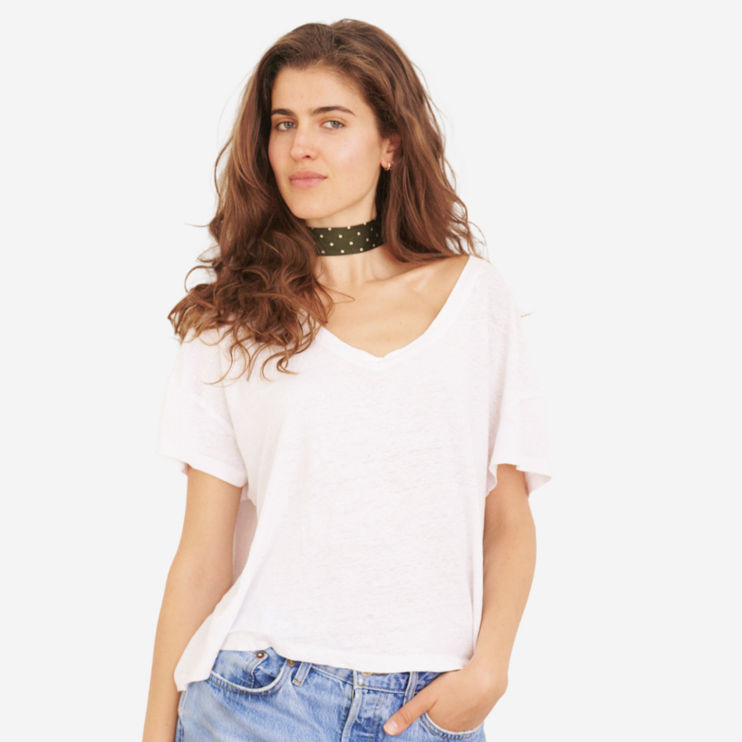 Moss Green Polka Dotted Silk Choker – collo limited edition choker