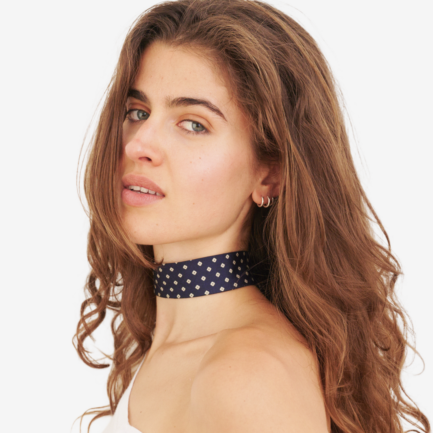 Navy White Diamond Silk Choker – collo limited edition choker