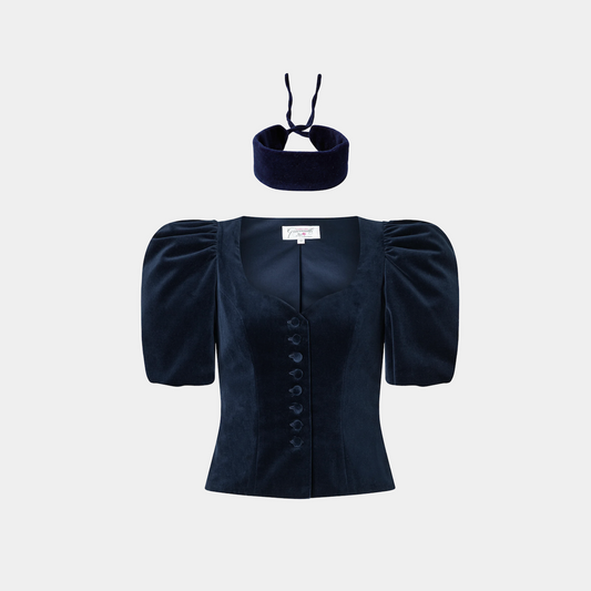navy cotton velvet choker Giacomelli x collo