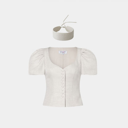 Beige Linen Choker Giacomelli x collo