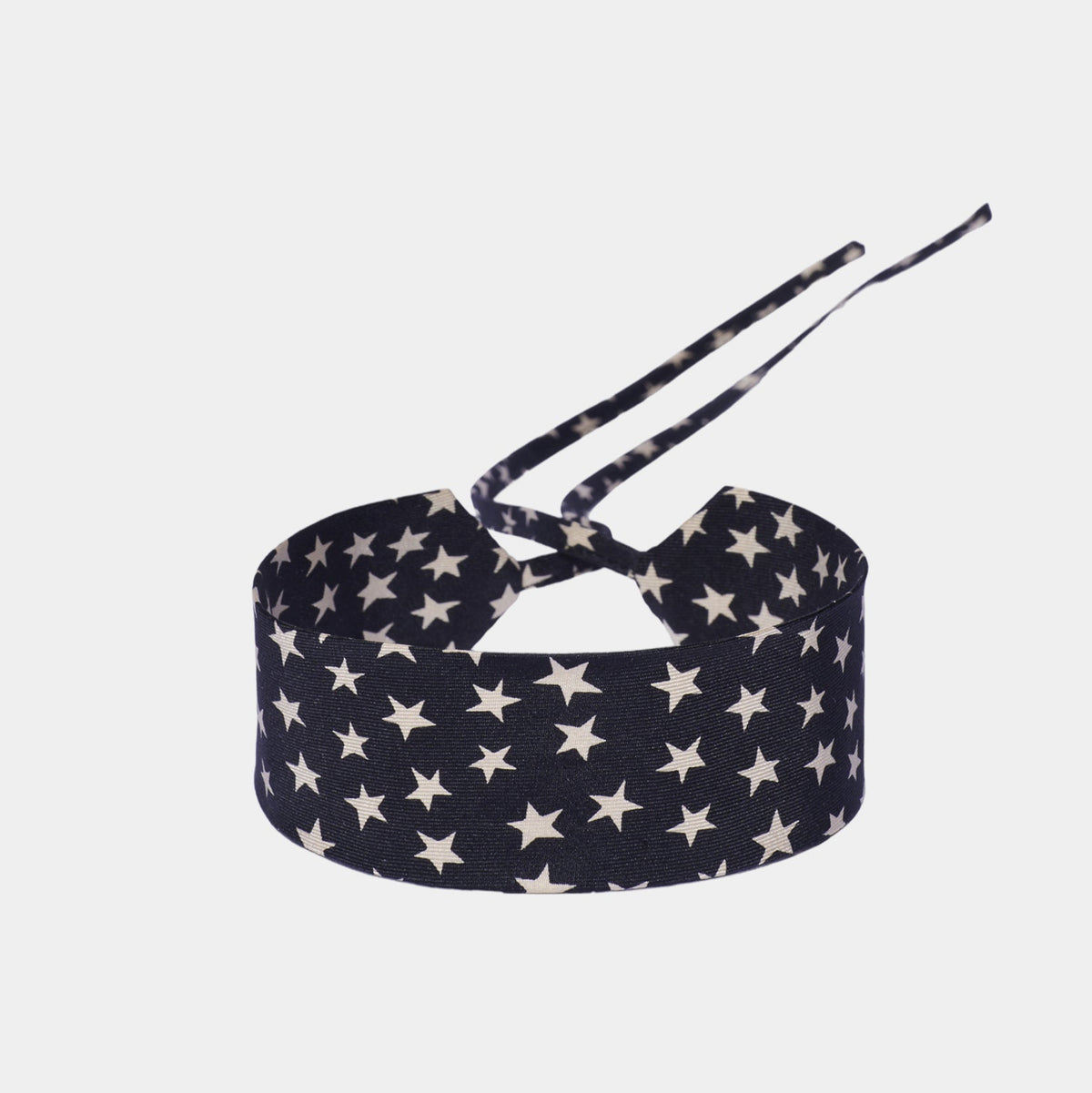 Black silk choker with white star print