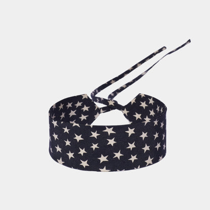 Black silk choker with white star print
