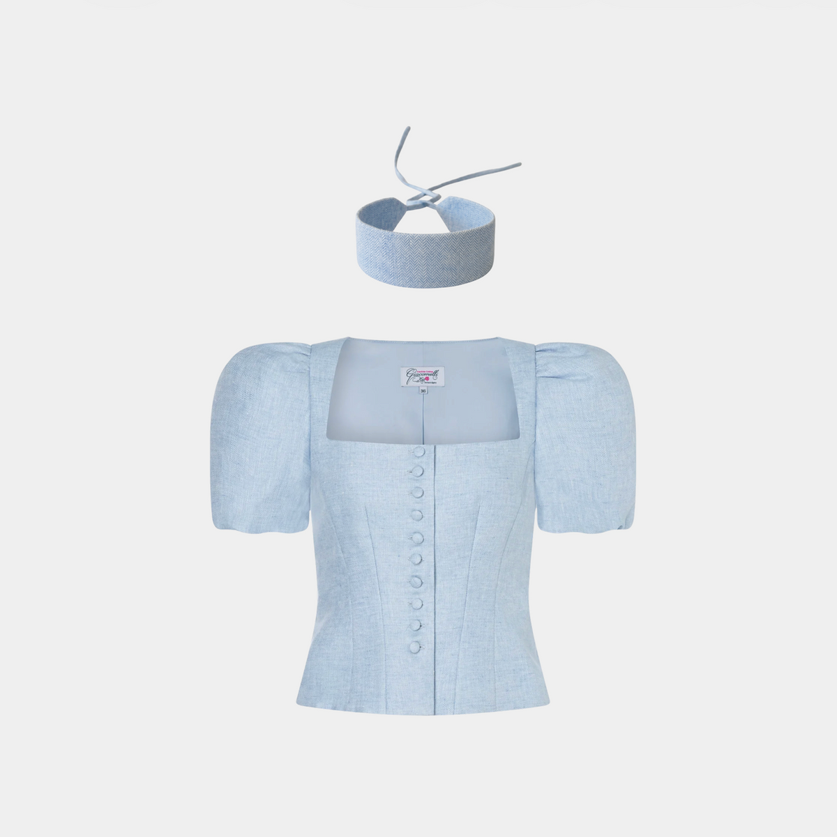 Blue Linen Choker Giacomelli x collo