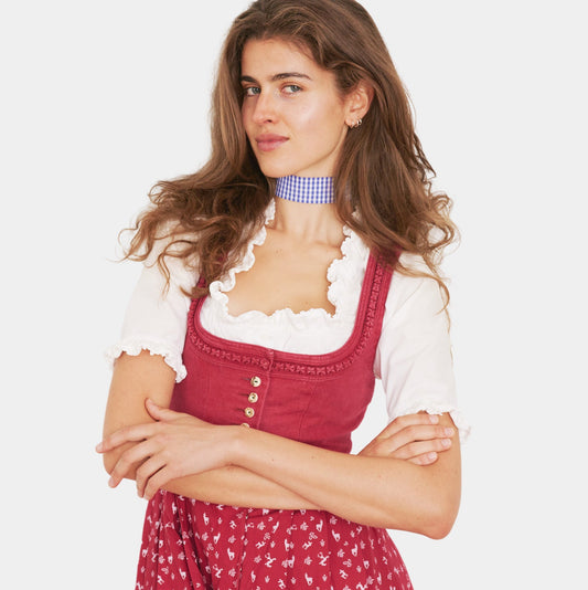 Blue Vichy Cotton Choker - collo wiesn special 
