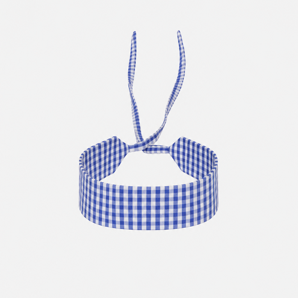 Blue Vichy Cotton Choker collo