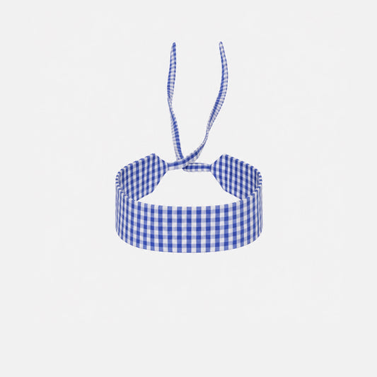 Blue Vichy Cotton Choker – 100% cotton, with self-tie closure | collo basics
