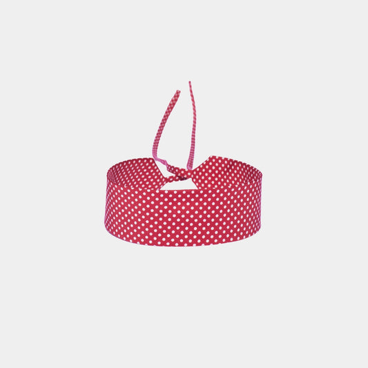 Bright Red Dotted Silk Choker – upcycled from a vintage silk tie, with self-tie closure | collo limited edition