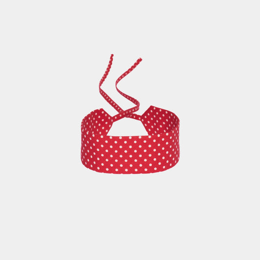 Bright Red Polka Dots Cotton Choker – 100% cotton, with self-tie closure | collo basics