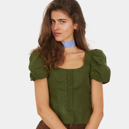 Capri Blue Floral Cotton Choker - collo wiesn special