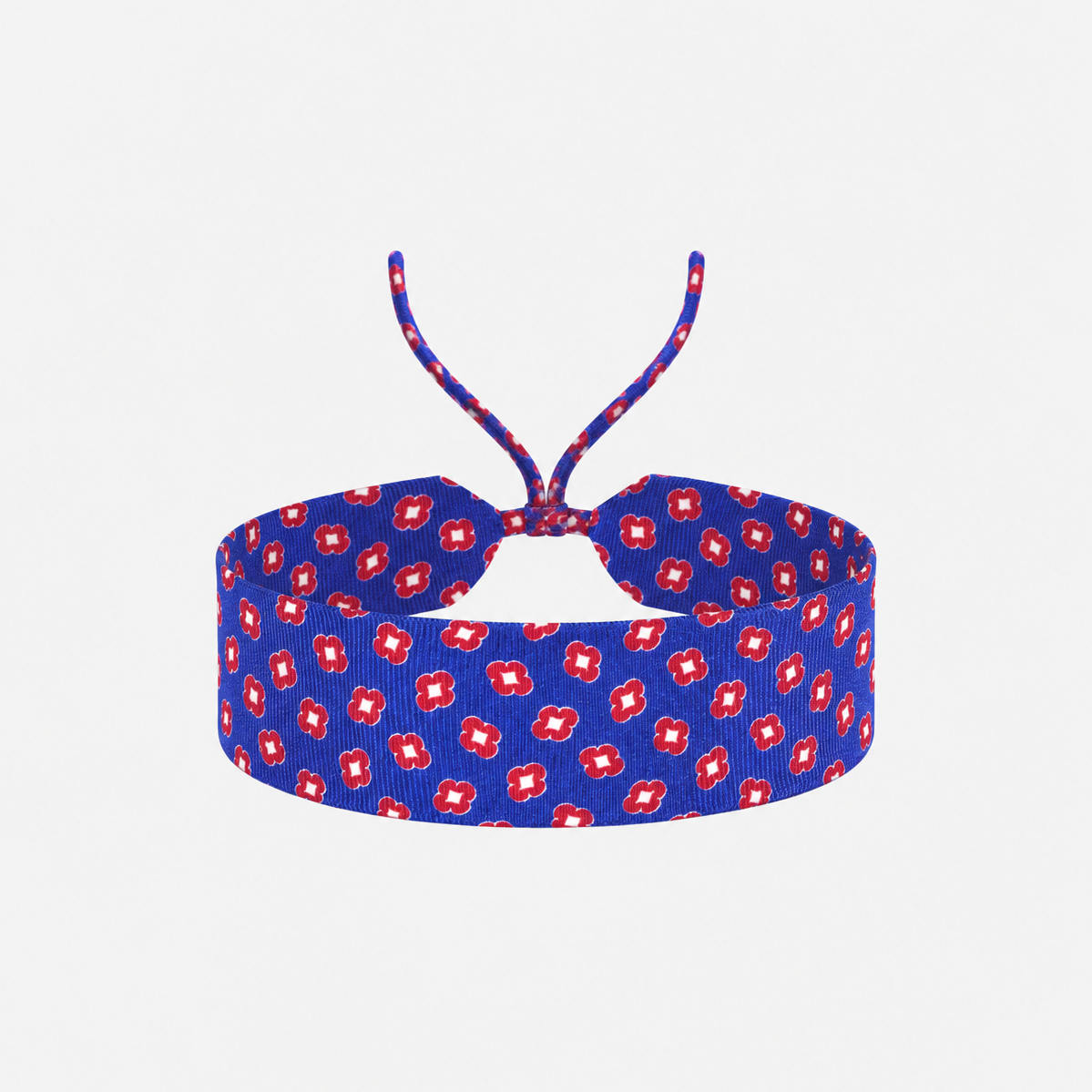 French Blue & Red Floral Silk Choker
