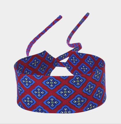 Red and Blue Diamond Silk Choker