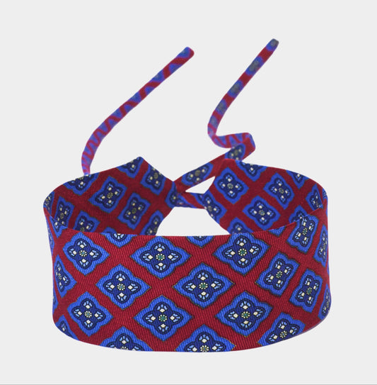 Red and Blue Diamond Silk Choker
