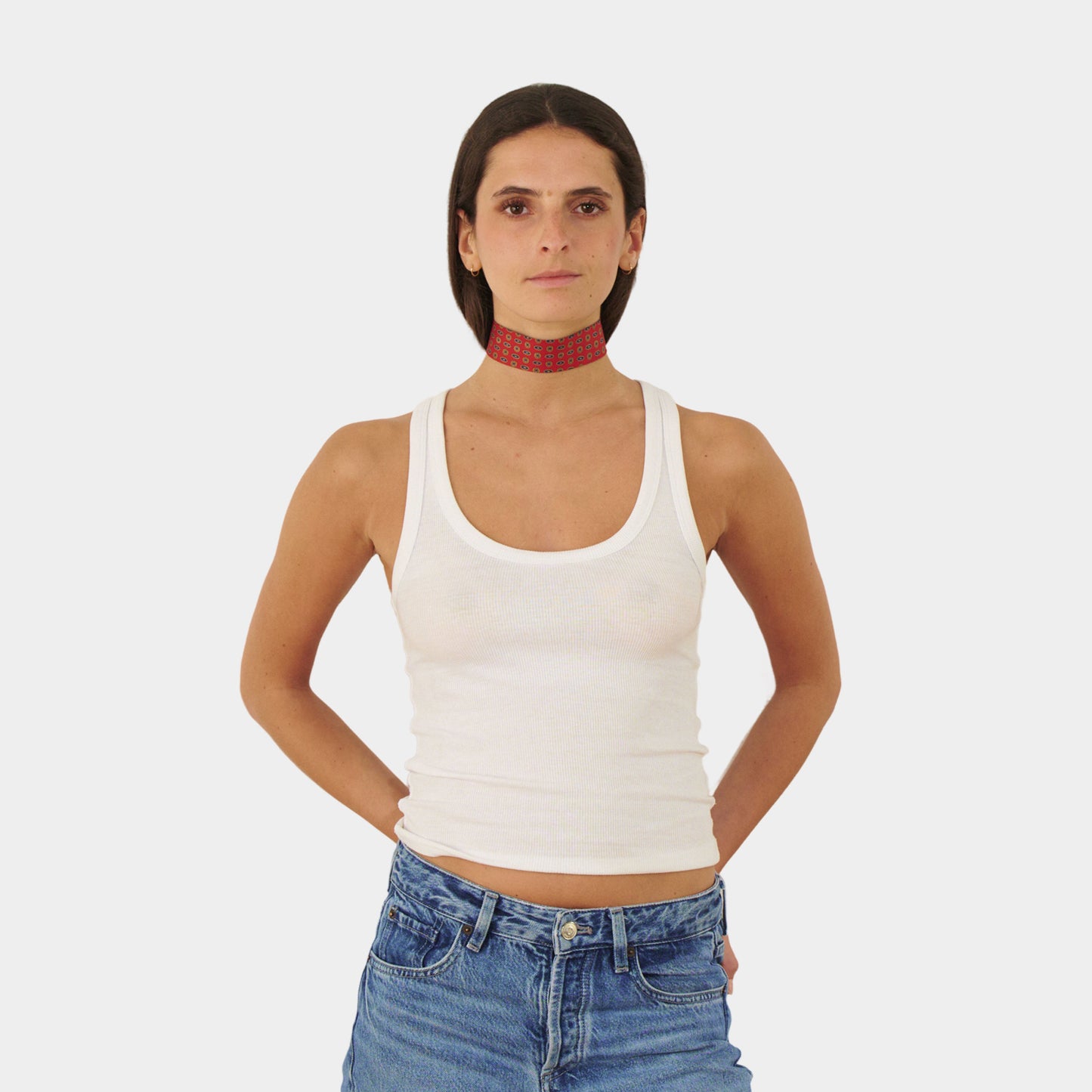 Red Medaillon Silk Choker