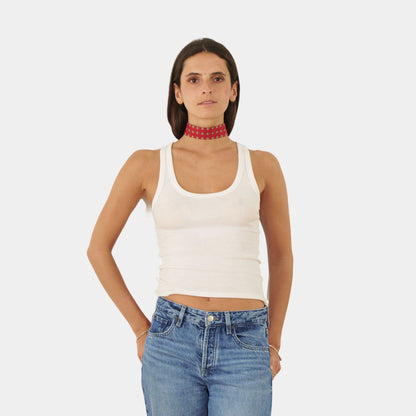 Crimson Red Fleur Cotton Choker