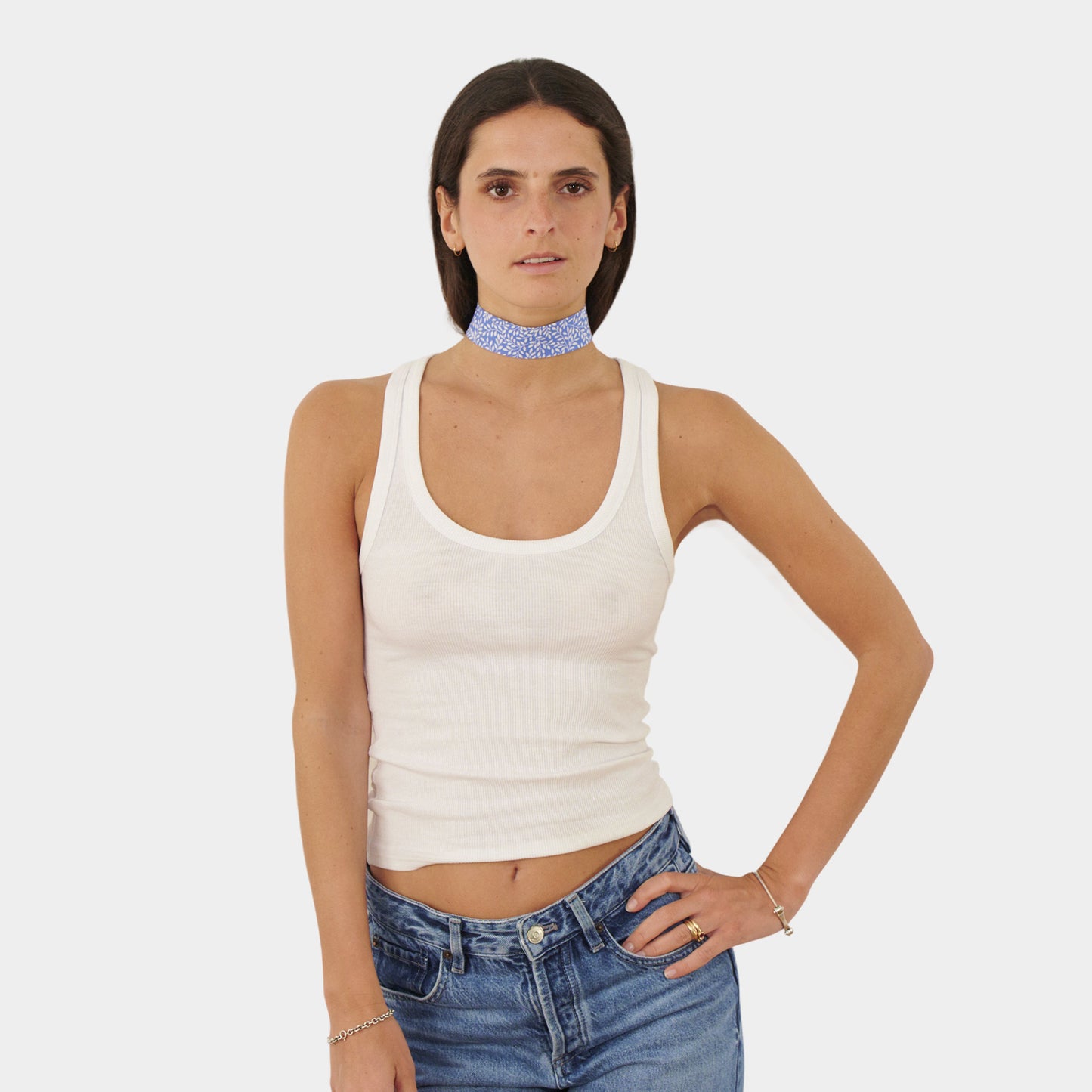 Capri Blue Floral Cotton Choker