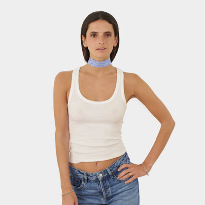 Capri Blue Floral Cotton Choker