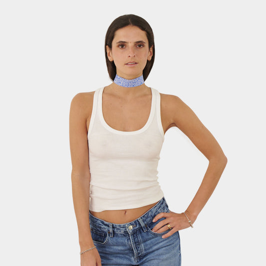Capri Blue Floral Cotton Choker