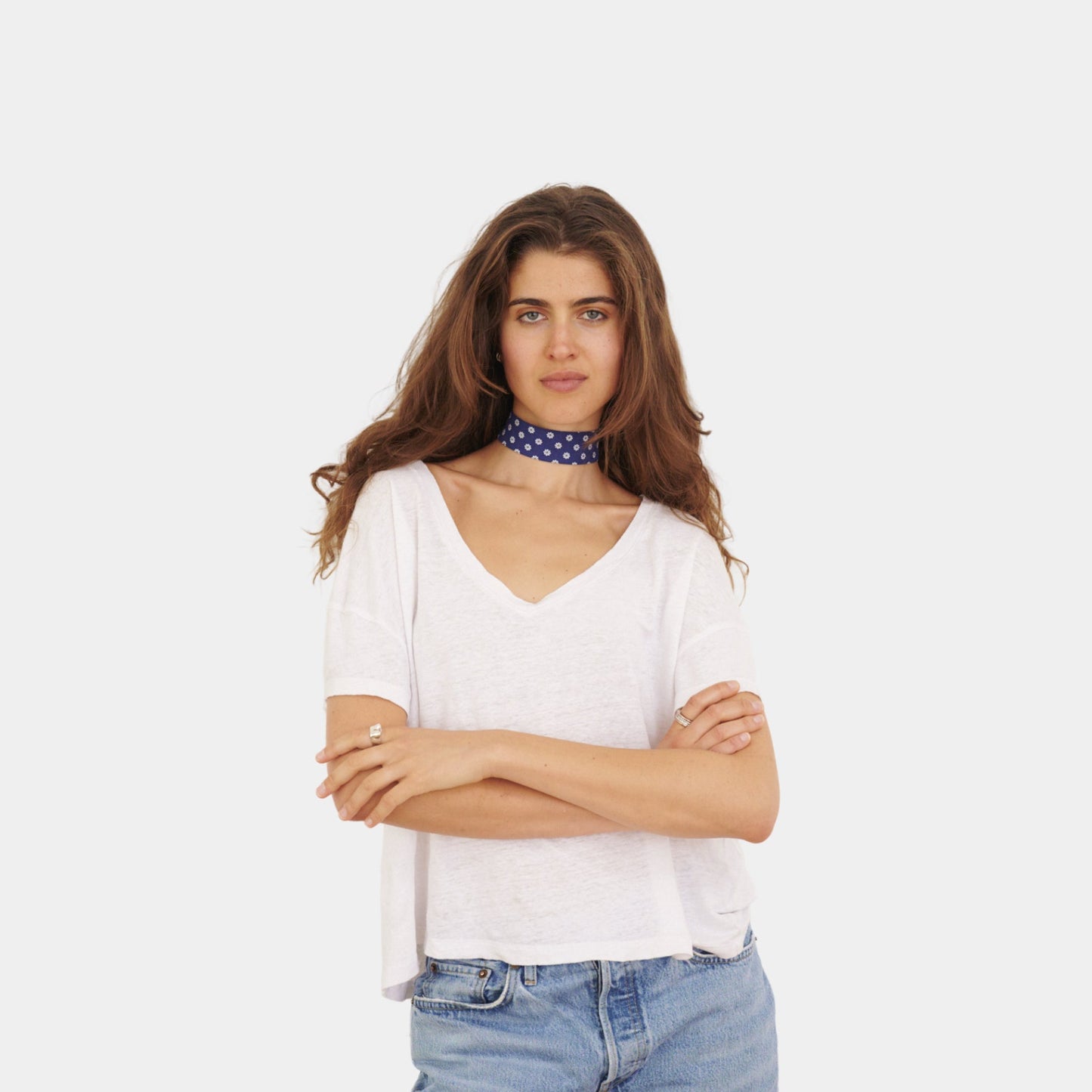 Indigo Floral Cotton Choker