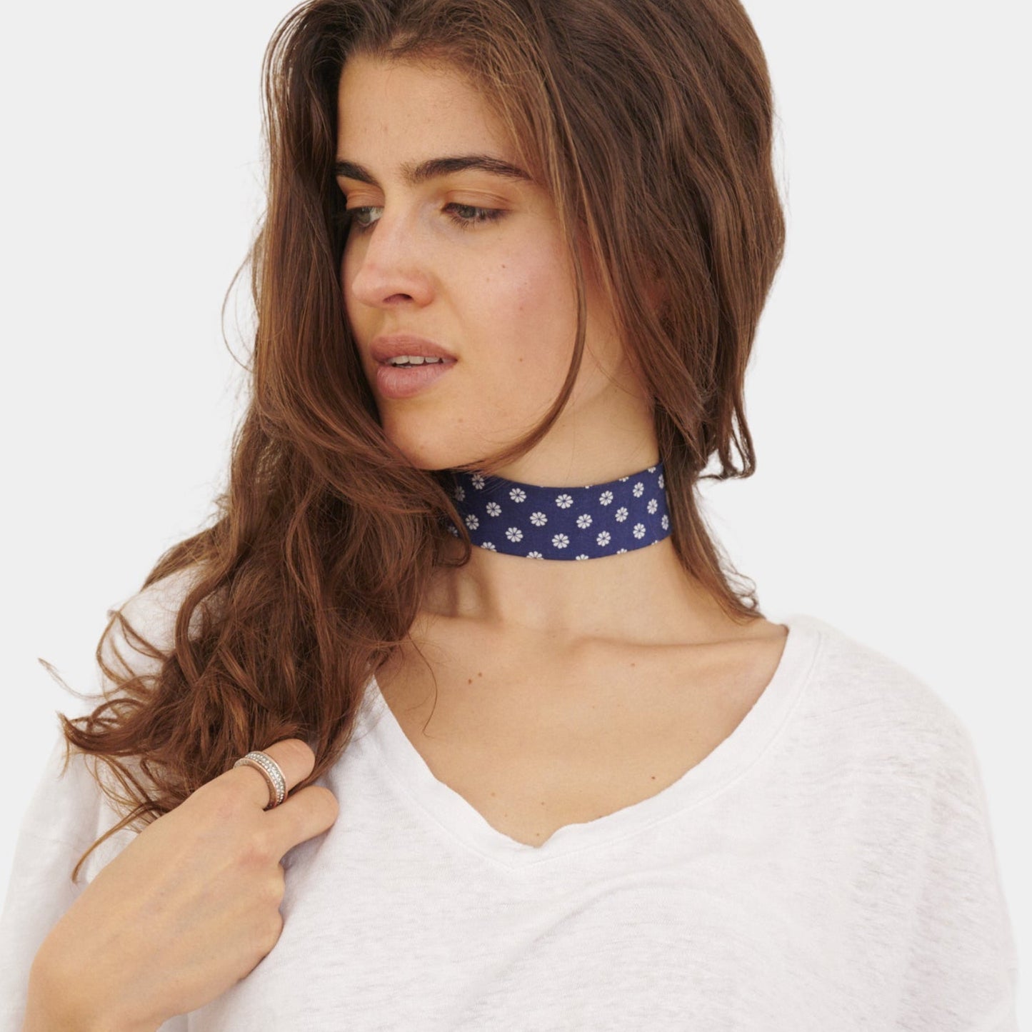 Indigo Floral Cotton Choker
