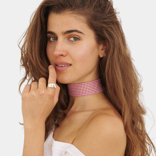 Red Vichy Cotton Choker