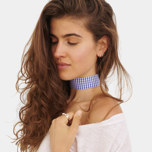 Blue Vichy Cotton Choker