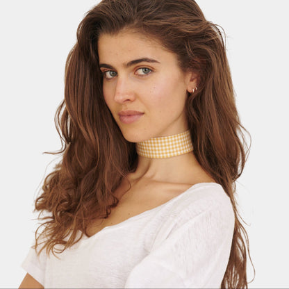 Yellow Vichy Cotton Choker