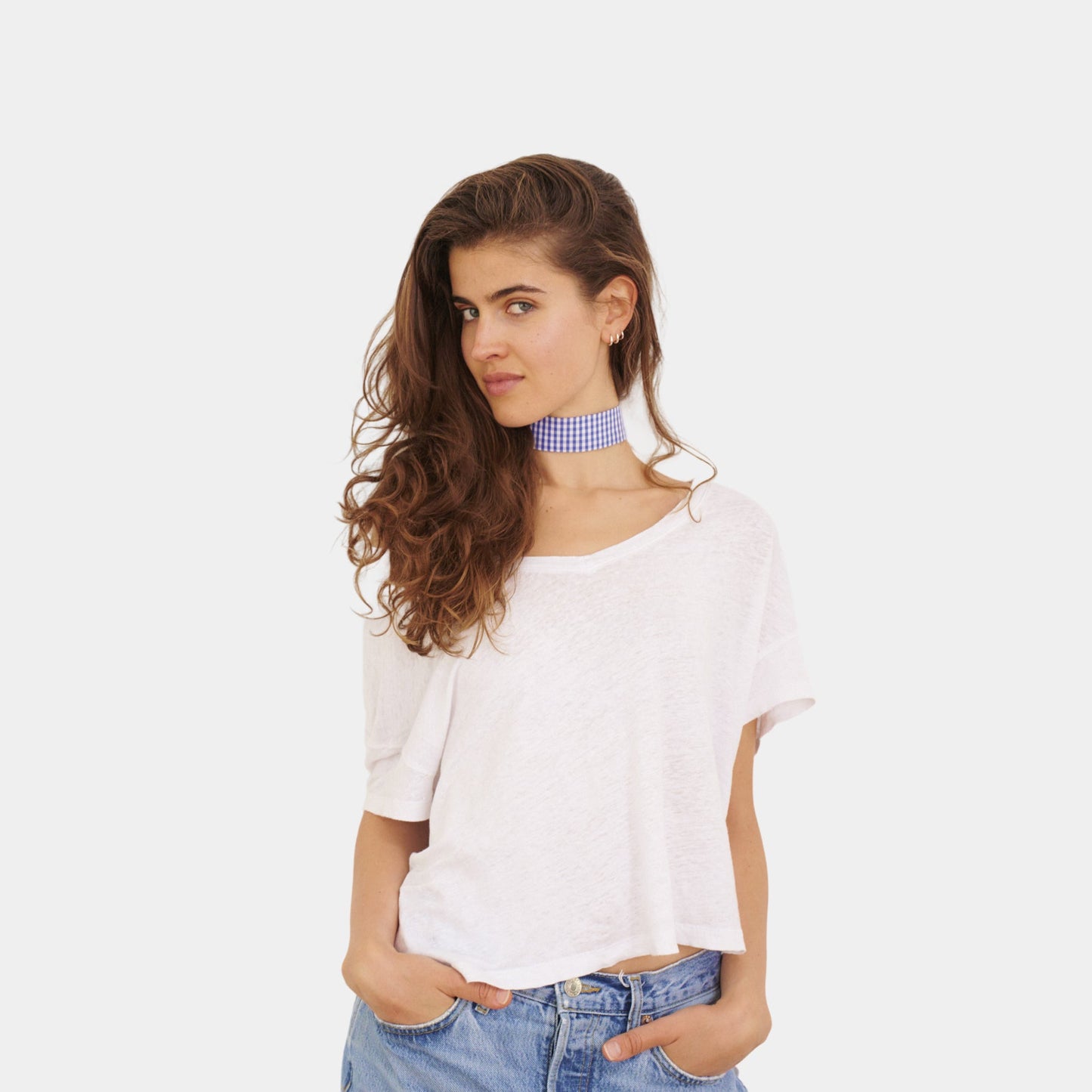 Blue Vichy Cotton Choker