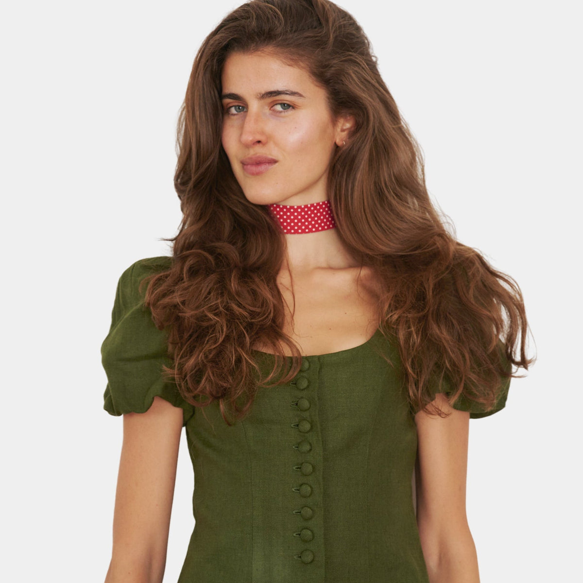 Bright Red Polka Dots Cotton Choker