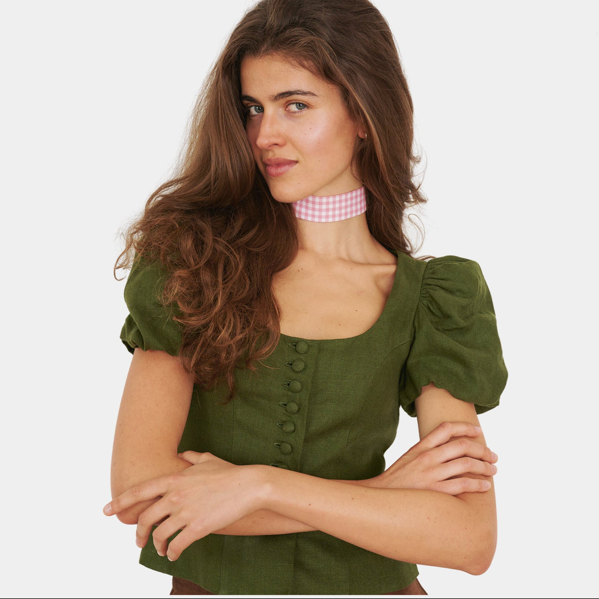 Pink Vichy Cotton Choker - collo wiesn special 