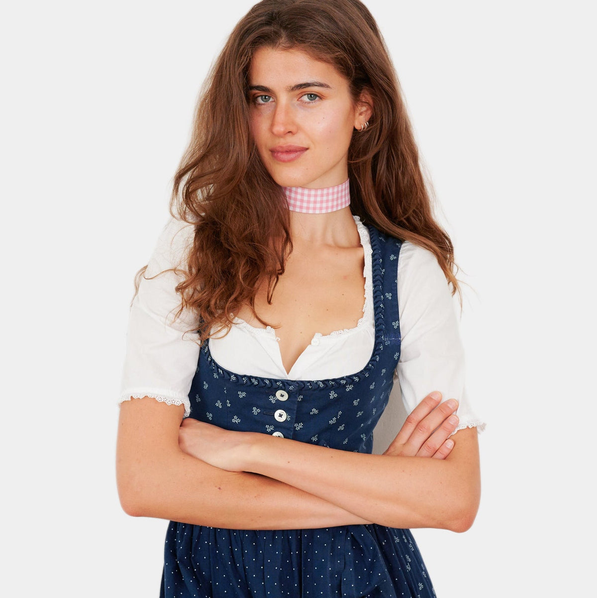 Pink Vichy Cotton Choker - collo wiesn special 