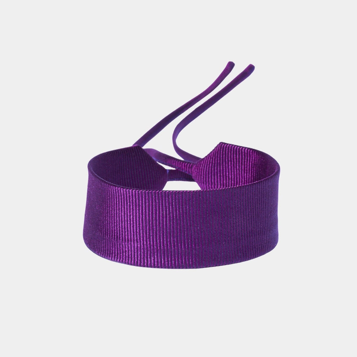 a pure violet silk choker with a subtle ribbed texture