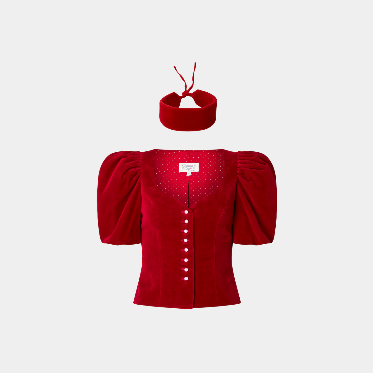 Red Cotton Velvet Choker Giacomelli x collo