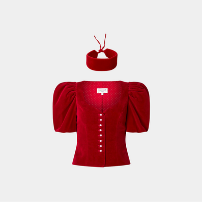 Red Cotton Velvet Choker Giacomelli x collo