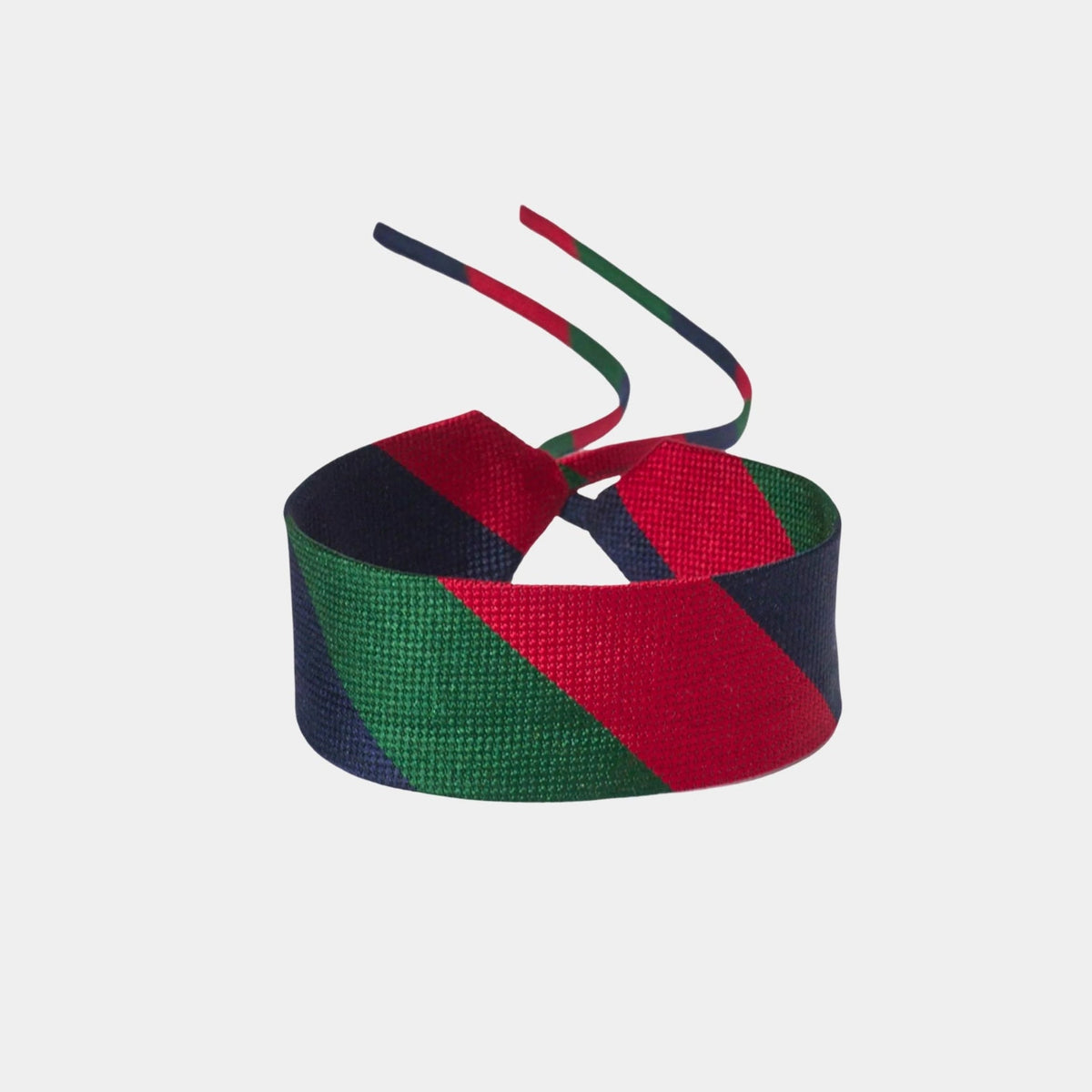 Red Green & Navy Striped Silk Choker