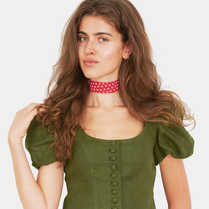 Red Hearts Cotton Choker - collo wiesn special
