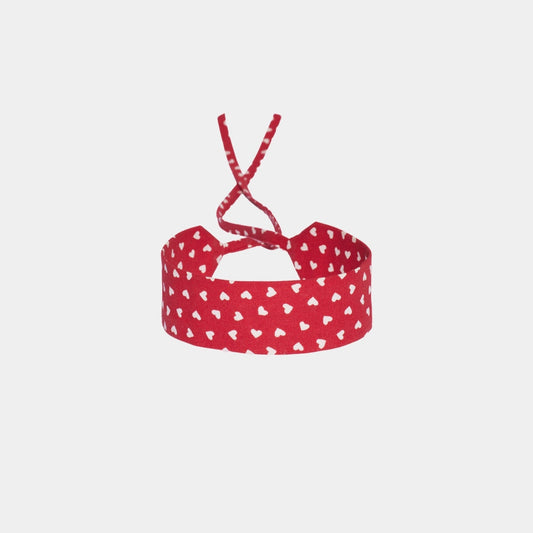 Red Hearts Cotton Choker – 100% cotton, with self-tie closure | collo basics