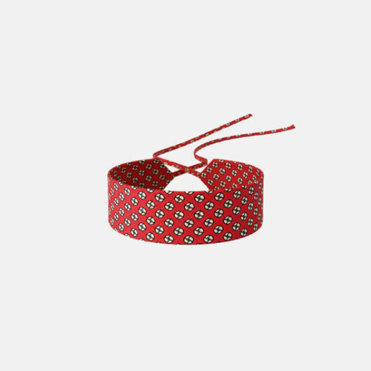 Red Mosaic Silk Choker – upcycled from a vintage silk tie, with self-tie closure | collo limited edition