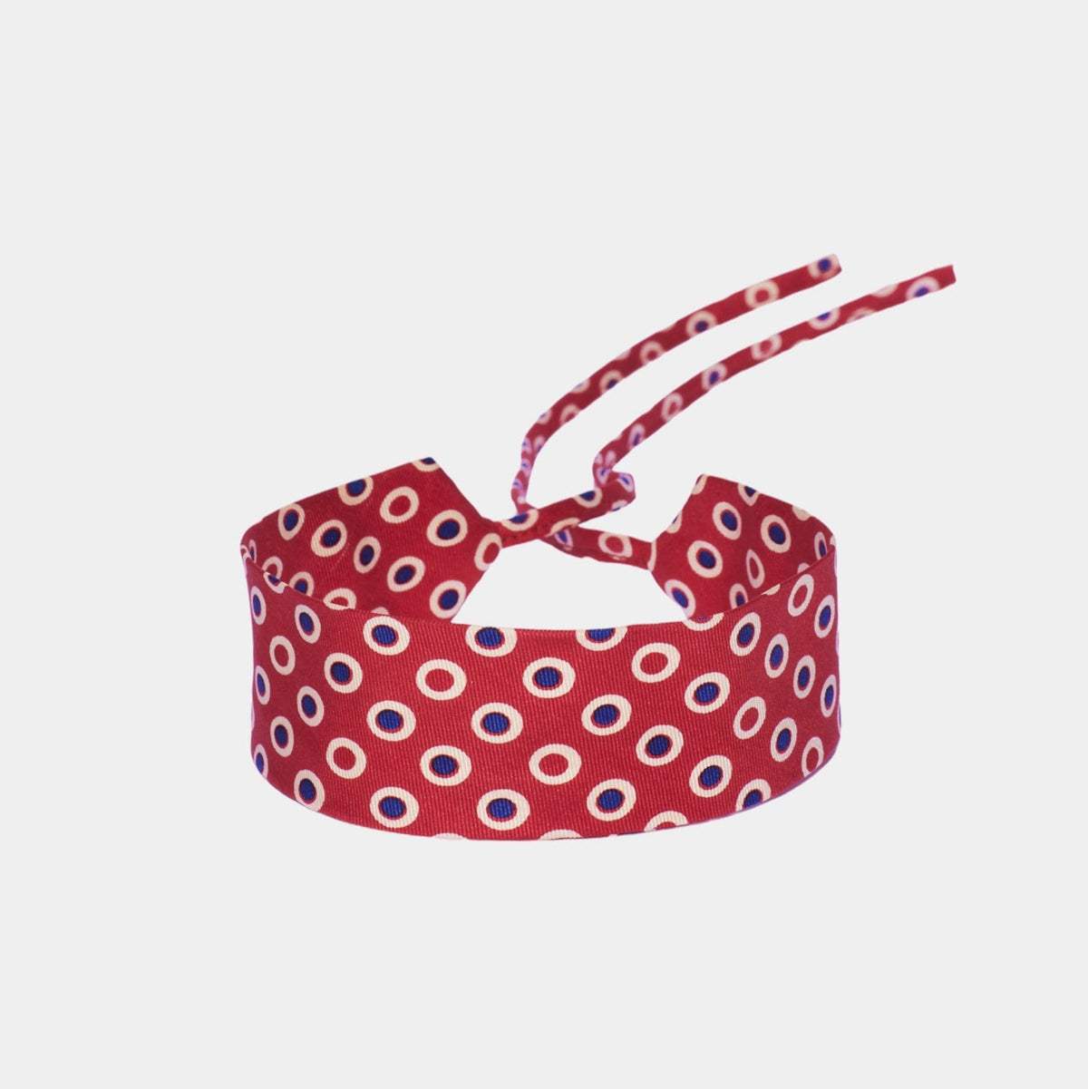 Red silk choker with oval pattern
