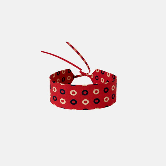 Red Ovals Silk Choker – upcycled from a vintage silk tie, with self-tie closure | collo limited edition