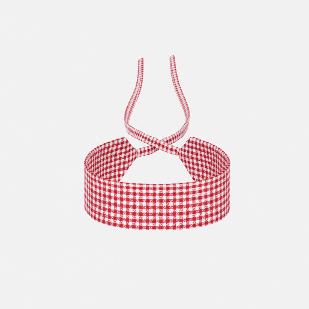 Red Vichy Cotton Choker collo